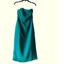 Lulus Dark Green Strapless Midi Dress Cocktail Party Bridesmaid Formal EU.