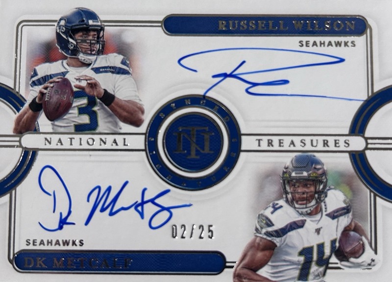 2020 National Treasures Russle Wilson And Dk Metcalf On Card Auto /25 Seahawks
