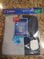 Packages torn, 2 2pk 4 Shirts Total Hanes Boys Tagless T's, Sz L 14-16