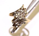 14k yellow gold Natural .93ct VS1 H diamond Cluster ring 6.9g estate vintage 10 — photo 1