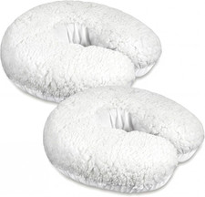 2 Pcs Massage Face Cradle Cover Fleece Massage Table Headrest Cover 14.6 x White