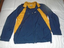 VTG Nike Track Jacket Mens Navy Yellow Windbreaker Gray Tag Full Zip Size Large