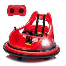 12V Kids Ride on Bumper Electric Car Toys w/Remote, LED, 360 Degree Spin,Red