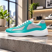 Prada America's Cup Sneaker / Silver Green / Patent Leather