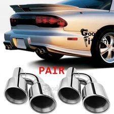 2x Slant Cut 2.5" In 4" Out Exhaust Tips Dual Wall Weld-on For Pontiac Firebird