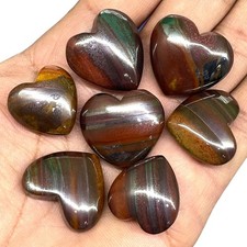 7 Pcs Natural Iron Tiger's Eye 19-23mm Heart Shape Pendant Size Loose Gemstones