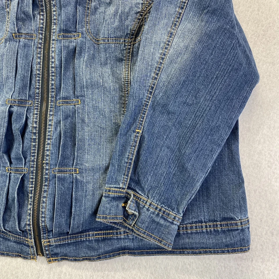 Tommy Hilfiger Chaqueta Mujer 2X Azul Denim Cremallera Frontal Western Jean Bolsillos Y2K Foto 4 de 4