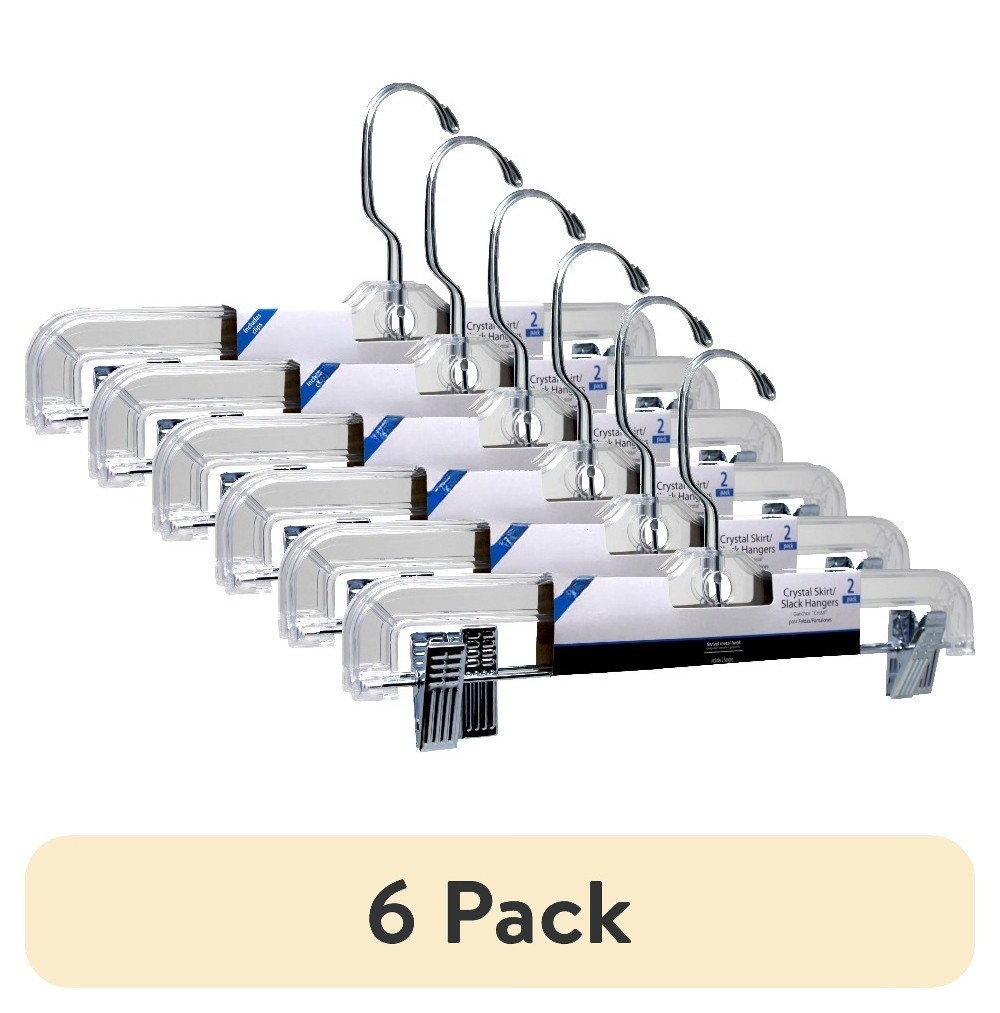 (6 pack)Plastic Hangers &ndash; Swivel Neck, Crystal Finish, 2-P