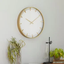 20 In. X 20 In. Gold Glass Wall Clock with Gold Accents