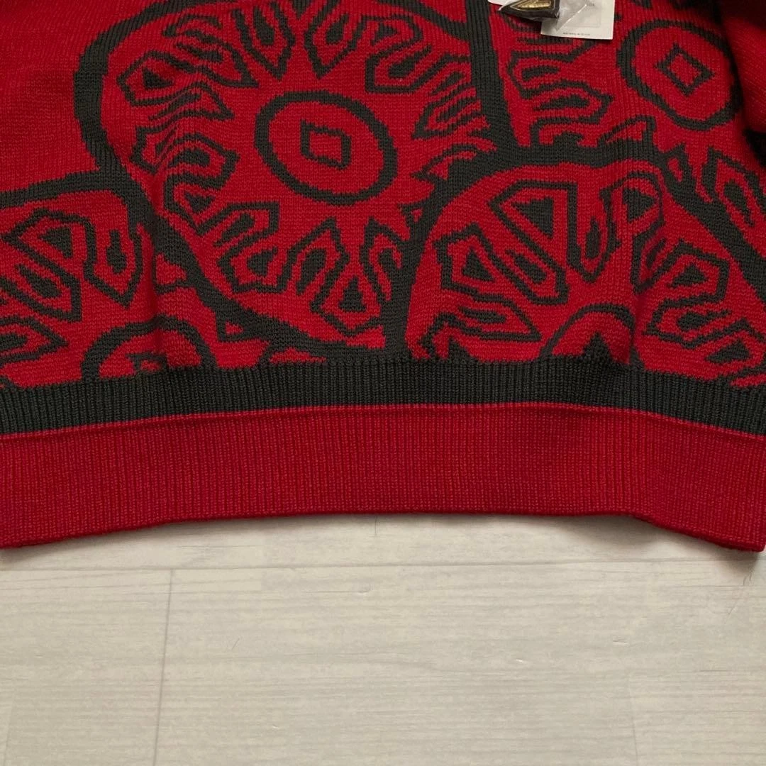 vestopia Wool Cashmere Blend Jacquard Knit Sweater L Red Charcoal - product detail image 7