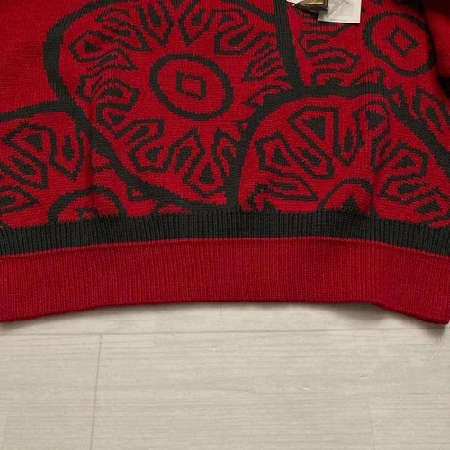 vestopia Wool Cashmere Blend Jacquard Knit Sweater L Red Charcoal image 7