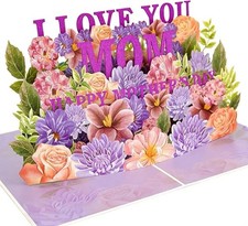 3D Pop Up Mothers Day Card for Mom   Beautiful Floral Happy Mother  s Day Gift...