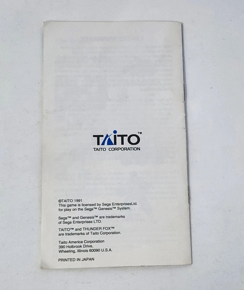 Thunder Fox (Sega Genesis) Complete CIB Authentic TESTED - Image 2 of 4