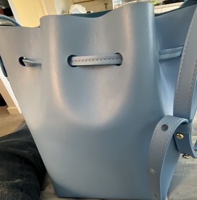Mansur Gavriel Women s Medium Blue Bucket Bag Drawstring, Detachable Strap