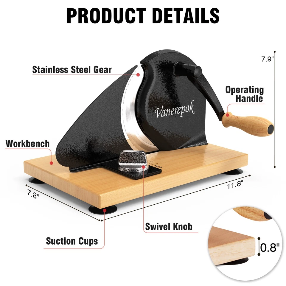 Cortadora de pan manual Vanerepok para pan de masa madre casera con ancho ajustable Foto 2 de 4