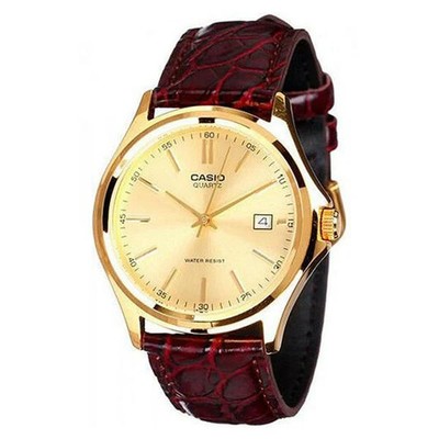 Casio Herren Gold Zifferblatt Lederband Analog Uhr - MTP1183Q-9A / Authentisc...