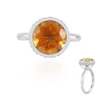 Cavill Ring 3,56Ct Oranger Quarz Rund Schliff Sterling Silber Platiniert-