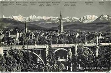 Postcard - Switzerland - Bern - Bern and the Alps - Written in 1959 - CPM - See