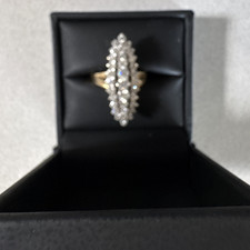 18ct Yellow Gold Diamond Cluster Cocktail Ring Size O Hallmarked