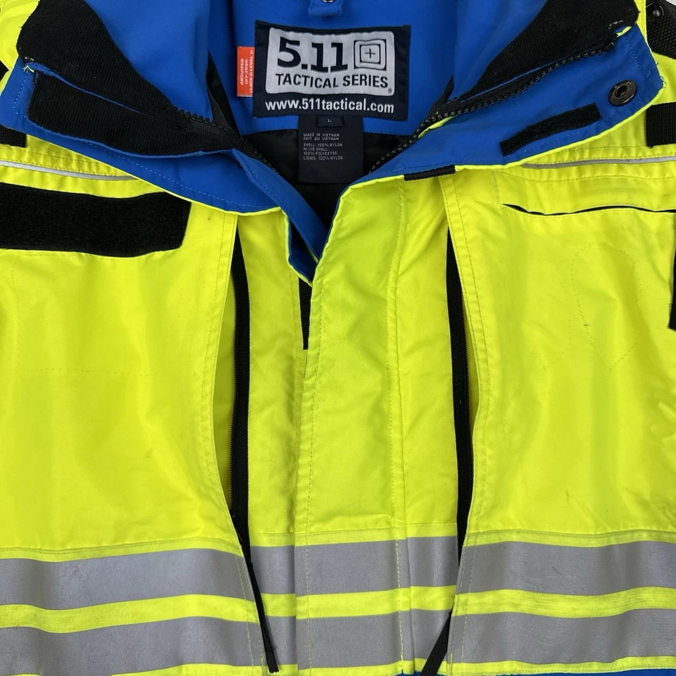 5.11 Tactical Jacket Men Blue Yellow Responder Parka Coat Hi-Vis EMS Safety Sz L - Image 4 of 4