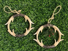 Rustic Antler Christmas Ornaments Lot of 2. 2b.