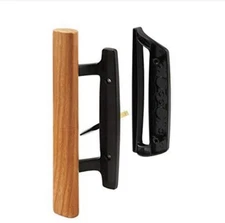 Mortise Style Reversible Sliding Patio Door Handle Set With Oak Wood Interior Ha