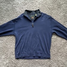 Orvis Navy Blue 1/4 Zip Cotton Pullover Sweatshirt Men  s Long Sleeve Size L