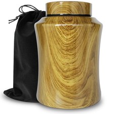 - 180 lbs Wood Texture Stainless Steel Cremation Urns for Human Ashes Adult M...