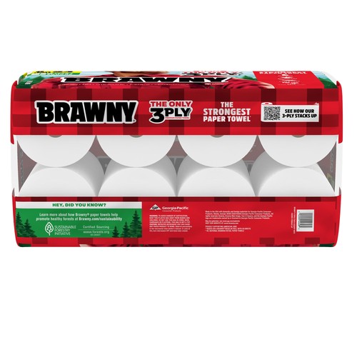 Brawny Tear-A-Square 3-Ply Paper Towels, 8 Triple Rolls = 24 Regular Rolls, S... - Picture 2 of 9