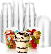 200 Pack 9 OZ PET Plastic Cups with Dome Lids, Crystal Disposable Plastic Cups