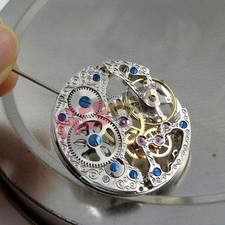 17 Jewels mechanical silver Skeleton Hand Winding 6497 movement fit parnis watch