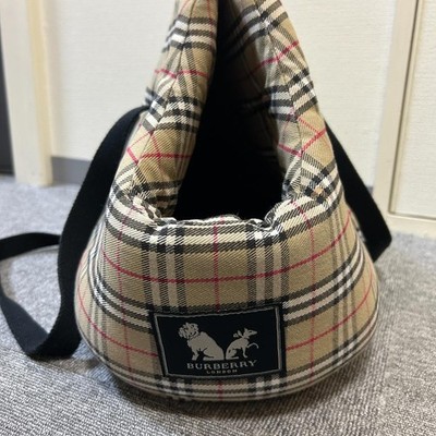 Burberry Check Dog Carrier Bag Small Pet Travel Tote Beige Plaid