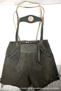 GIRLS Womens SUEDE LEDERHOSEN Vintage w/ LEATHER EMBOSSED STRAPS c1973