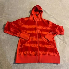Nike Dri-FIT Hoodie Full Zip Women's XL Red Orange Tie Dye Thumb Hole Jacket