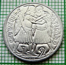 VATICAN Paul VI 1975 2 LIRE, Holy Year - Reconciliation Aluminium UNC km# 124
