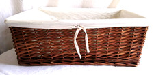 Wicker storage basket with liner