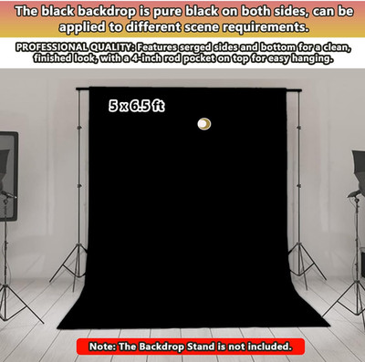 Black Curtain Backdrop 5X6.5Ft Durable Fabric Black Photo Backdrop Cloth for ...