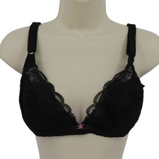 VTG Fredericks of Hollywood 36B Bra Style 5452 Black Lace Pink Star Underwire