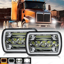 Pair 5X7 7x6 LED Headlights Hi Low Beam For International IHC 9200 9900 9400i