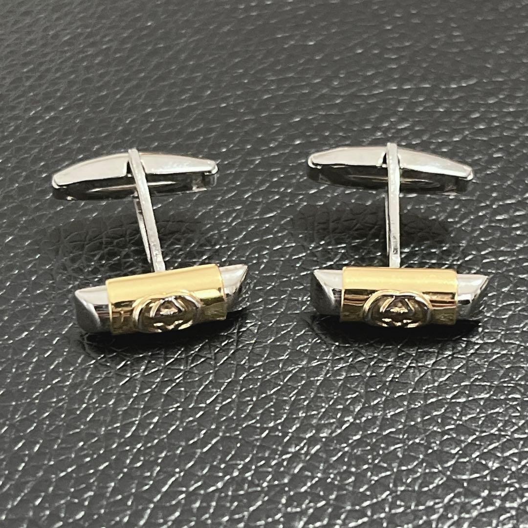 Gucci Interlocking Logo Gold Silver Cufflinks Use… - image 3