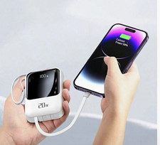 Portable Power Bank 20W Fast Charge LED Display Built-In Cables USB-C 3-Port