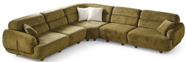 Ecksofa GrüN Farbe Moderner Stil Modular Weiche Armlehnen Holzrahmen-image