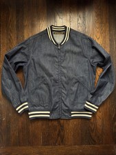 Rare Rising Sun & Co Selvedge Raw Denim Varsity Jacket USA Made Jean Mike Hodis