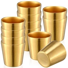 12 Pieces Stainless Steel Cups Double Wall Tumbler Glasses Stackable Metal Drink