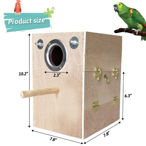 Parakeet Nesting Box Wooden Bird Breeding Nest Parrots Mating House Wood Bird... - Picture 2 of 6