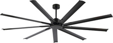 84" Black Industrial Ceiling Fan, 9 Blades, Remote Control, DC Motor