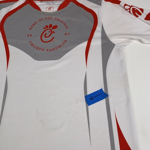 Chick-Fil-A Nylon Hemd RAR Erwachsene Large rot weiß **LESEN** - Bild 8 von 15