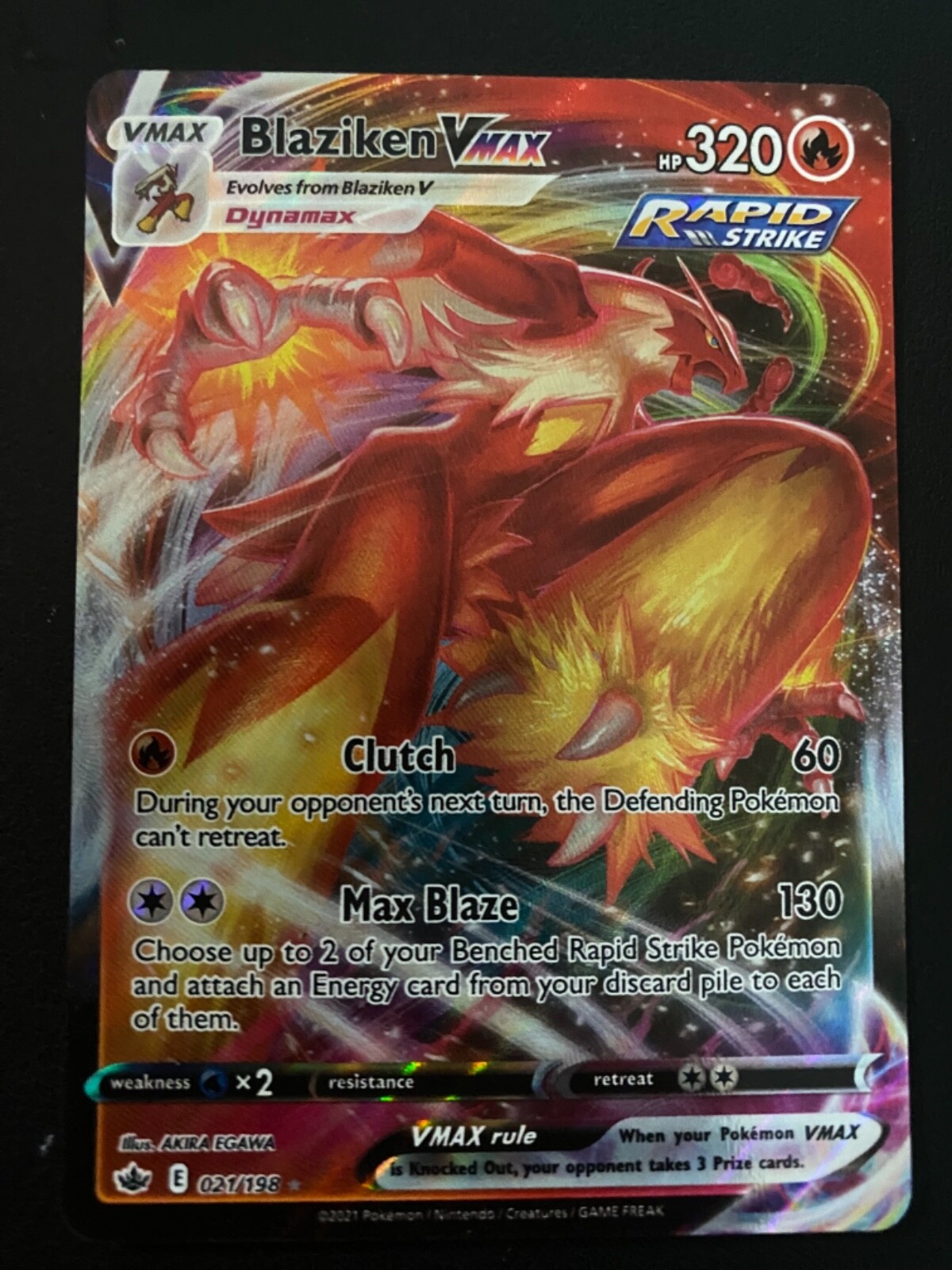 POKEMON TCG BLAZIKEN VMAX 21/198 SWSH CHILLING REIGNS ULTRA RARE!!