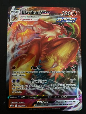POKEMON TCG BLAZIKEN VMAX 21/198 SWSH CHILLING REIGNS ULTRA RARE