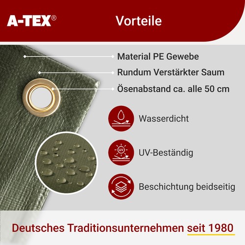 A-TEX® Abdeckplane Gewebeplane Plane Schutzplane Bootsplane mit Ösen Holzplane - Bild 5 von 12
